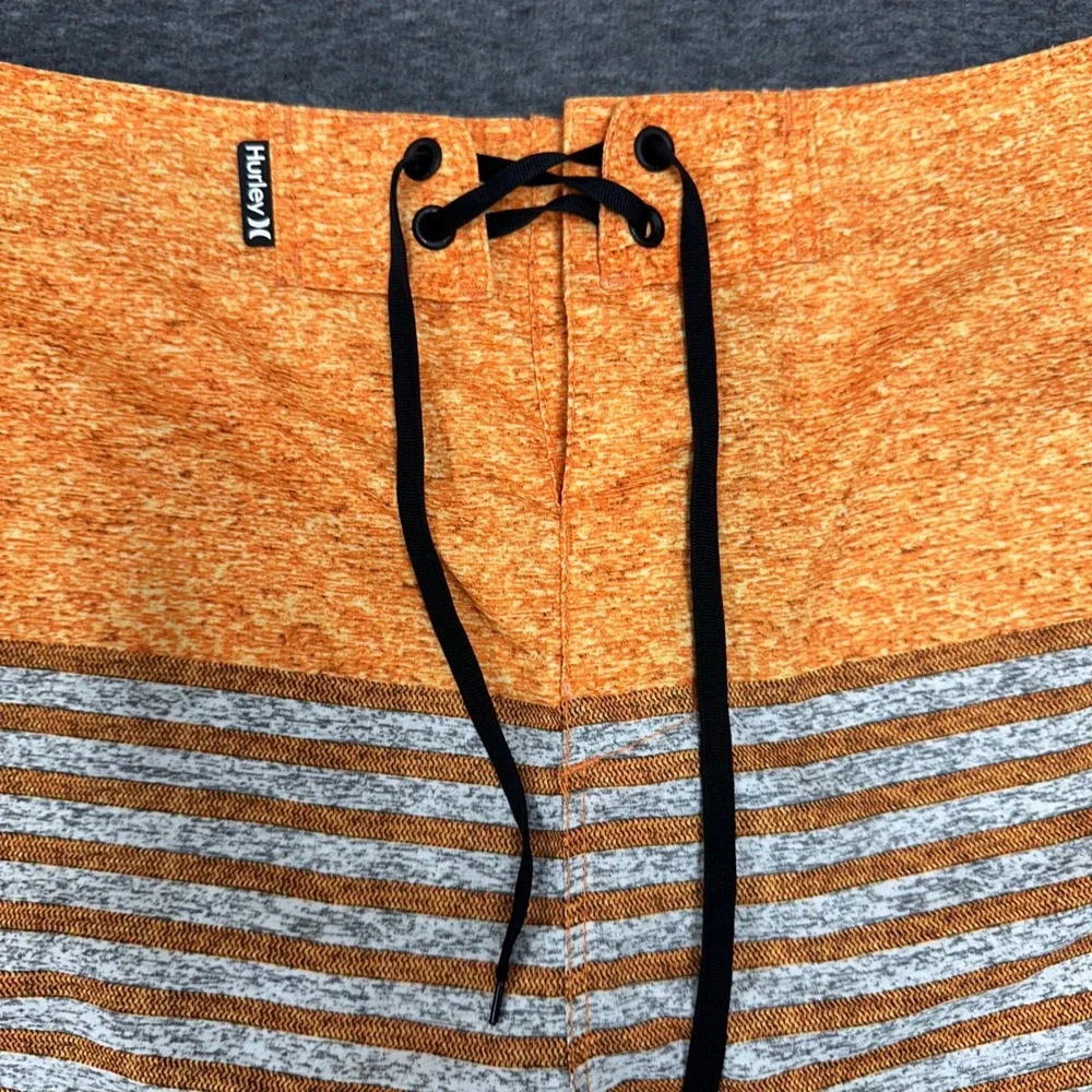 Hurley Board Shorts Swim Trunks Orange Black Striped Beach Surf‎ Casual Size 30